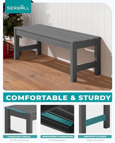 SERWALL 47 Inches Backless Outdoor Bench - Image 6