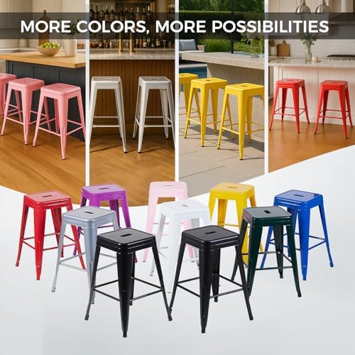 24 Inch Yellow Metal Counter Stools - Image 6