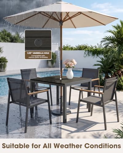 Aluminum Patio Table and Chairs Set, HDPS Outdoor Dining Set - Image 7