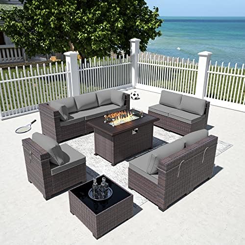 10 Pieces Outdoor Patio Furniture Set, Outdoor Sectional Furniture by RTDTD