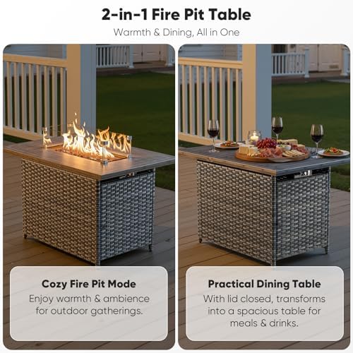 Patio Furniture Set with Swivel Rocking Chair 42-inch Fire Pit Table - Image 3