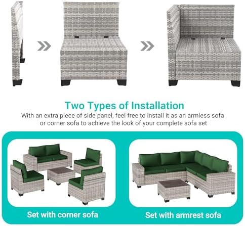 Outdoor Patio Furniture Set PE Wicker Rattan Outdoor Sectional Sofa - Image 4