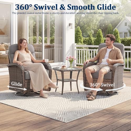 Outdoor Swivel Rocking Chair Patio Set High-Back - Image 2