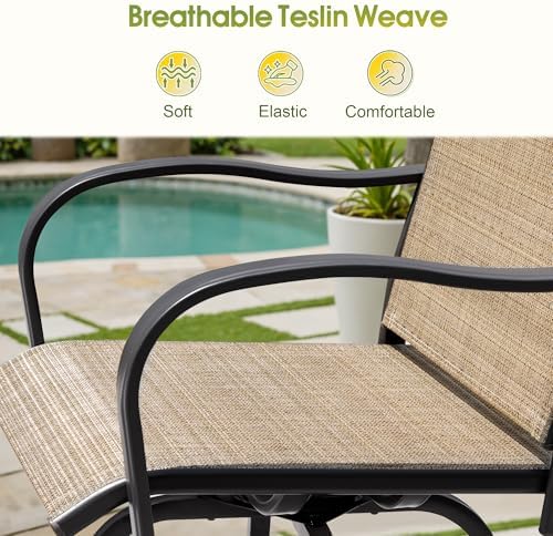 Devoko Patio Bar Stools Set of 2 All-Weather Outdoor Patio Furniture Set - Image 5