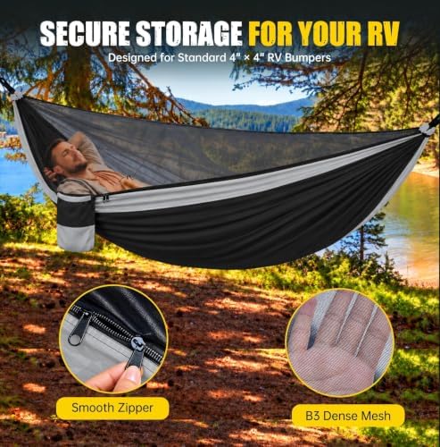Camping Hammock with Mosquito Net, 500 Lbs Color Block Single Hammock - Image 2