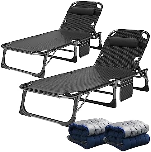 ABORON Tanning Chairs, 2 Pack, 5-Position Padded Folding Loungers by ABORON