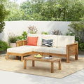 Merax 3 Piece Acacia Wood Patio Furniture Set, Outdoor Sectional Sofa Set by Merax