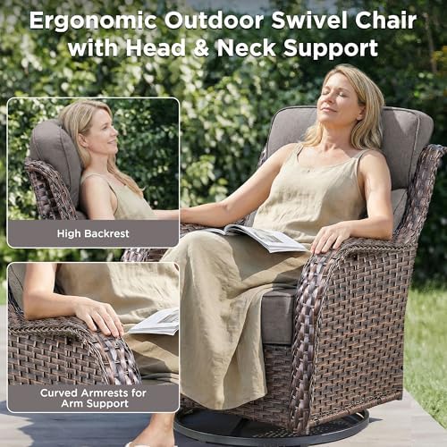 Luxury 10 Pieces Patio Furniture Set, Wicker Swivel Rocker Patio Chairs - Image 5