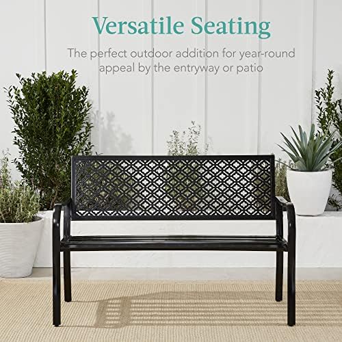 Best Choice Products Outdoor Bench 2-Person Metal Steel Benches Furniture - Image 6