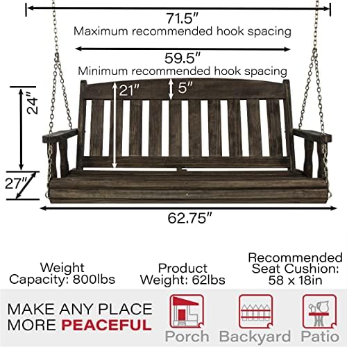 Amish Casual Heavy Duty 800 Lb Mission Treated Porch Swing - Image 6