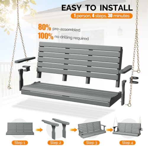 VINGLI 5 FT HDPE Porch Swing Outdoor - Image 7