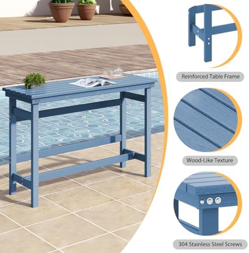 Sundale Outdoor Patio Bar Table, 41” Height Adirondack Rectangle Bar Table - Image 5