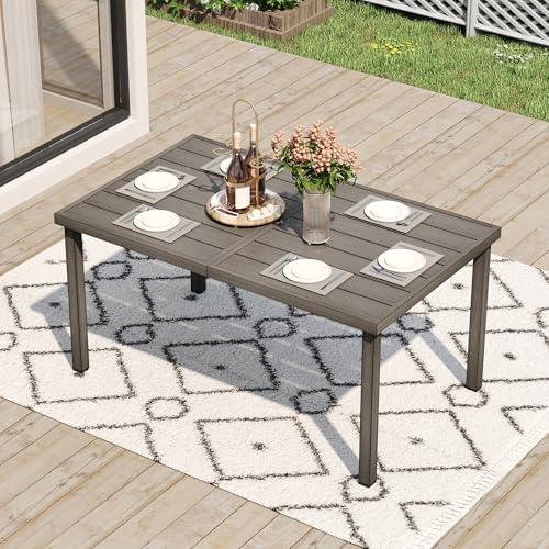 Outdoor Dining Table for 6, Rustproof Aluminum Frame for Poolside Lawn Garden - Image 7