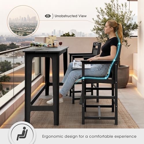 Ciokea Bar Height Adirondack Chair, 380lbs Heavy Duty Tall Bar Chair Patio Stool - Image 5