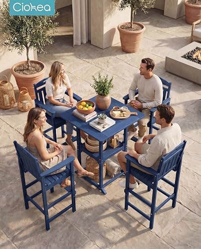 Ciokea 5 Pcs Outdoor Bar and Chairs Set, Square Bar Height High Top Bar Table - Image 7