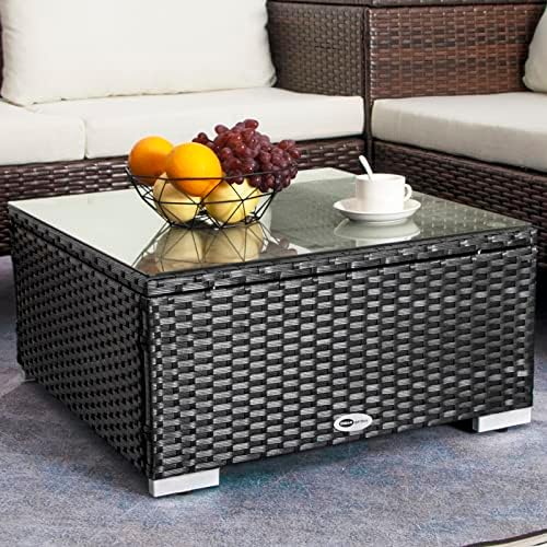 DIMAR GARDEN Outdoor Coffee Table Wicker Patio Side Table by DIMARGARDEN