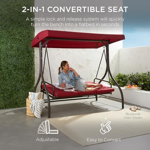 Best Choice Products 3-Seat Outdoor Large Converting Canopy Swing Glider - Image 6