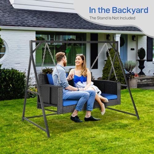 Wicker 2-Person Hanging Porch Swing Outdoor - Image 7