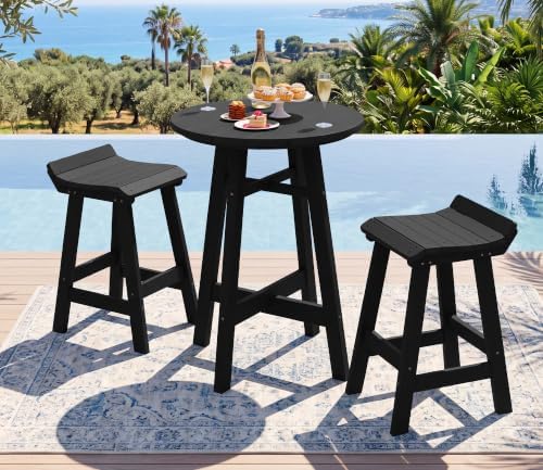 SERWALL 3-Piece HDPE Patio Bar Table Set by SERWALL