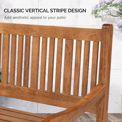 VINGLI 50" Outdoor Wood Bench, Weatehr Resistant Wooden Garden Patio Bench - Image 6