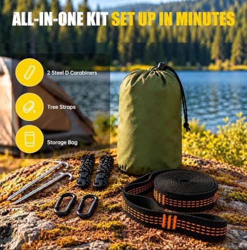 Camping Hammock with Detachable Mosquito Net, 500 Lbs Double Hammock - Image 3