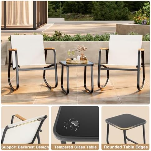 3 Pieces Patio Furniture Set, Outdoor Textilene Furniture Set - Image 5