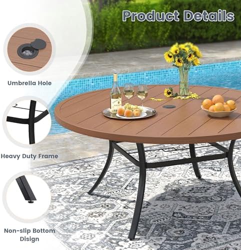 VICLLAX 50" Outdoor Round Patio Dining Table - Image 4