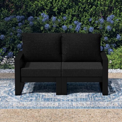 Rockaway Outdoor HDPE All-Weather Modern Patio Loveseat by Costaelm