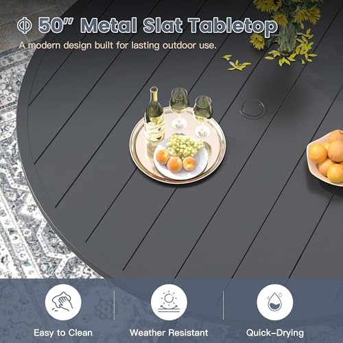 VICLLAX 50" Outdoor Round Patio Dining Table - Image 5