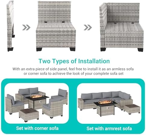 Outdoor Patio Furniture Set PE Wicker Rattan Outdoor Sectional Sofa - Image 3