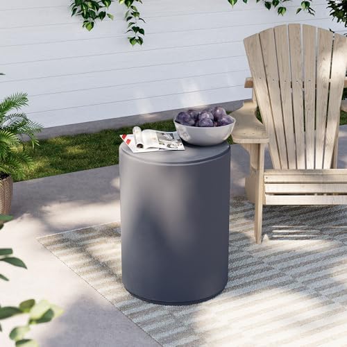 COSIEST Outdoor Side Table, Round Concrete Finished End Table - Image 2