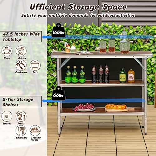 GIANTEX Portable Bar Table for Events, Folding Mobile Bartending Station - Image 6