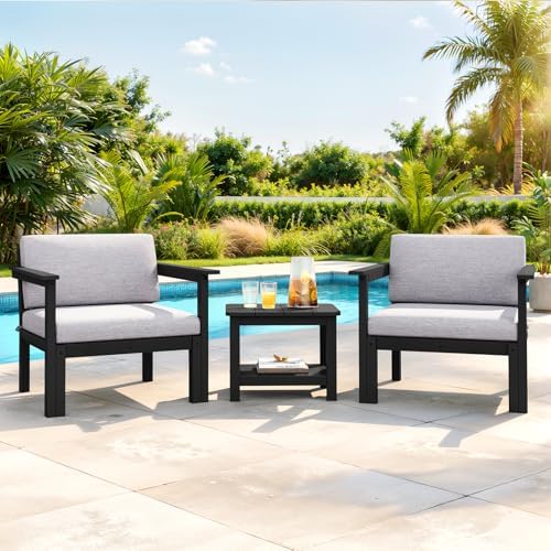 Modular Outdoor Patio Conversation Set, 3-Piece HIPS Chairs by LAHAAP