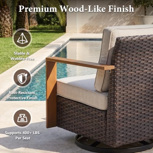 3 Pieces Patio Sofa Set with Metal Arm - Image 2