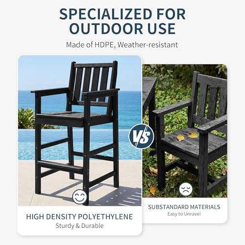 Adirondack Chairs Set of 4, All Weather HDPE Counter Height Bar Chair - Image 6