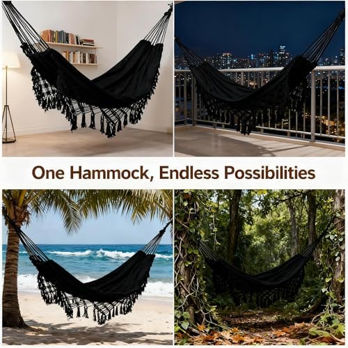 Goutime Double Hammock, Macrame Boho Portable Camping Tree Hammock - Image 5