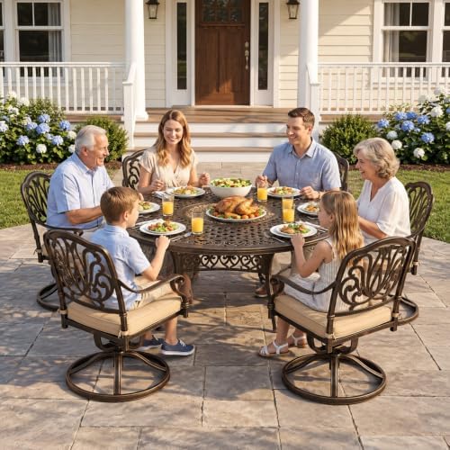 Outdoor Dining Set Cast Aluminum Retro Patio Dining Set - Image 3