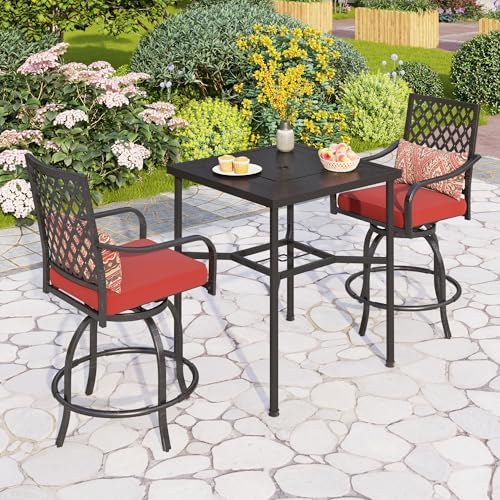 PHI VILLA Outdoor Bar Stools 2 PCS, Cast Iron - Image 2
