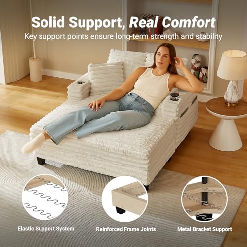 Amsleekey 64"D Oversized Chaise Lounge Chair - Image 5