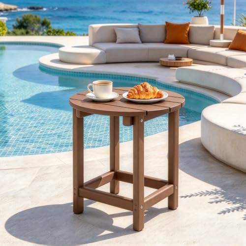 Round Adirondack Patio Side Table End Table, Outdoor Side Tables - Image 2