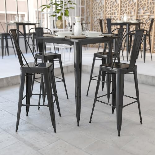 Flash Furniture Commercial 31.5 in Metal Indoor/Outdoor Square Table - Image 2