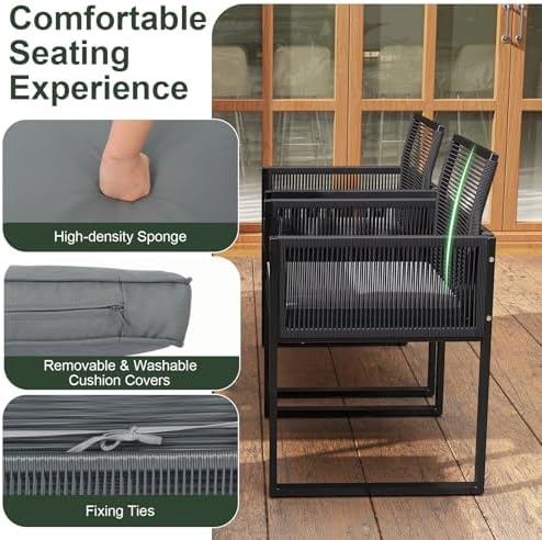 Tangkula 9 Pieces Patio Dining Set, Outdoor Space-Saving Furniture Set - Image 4