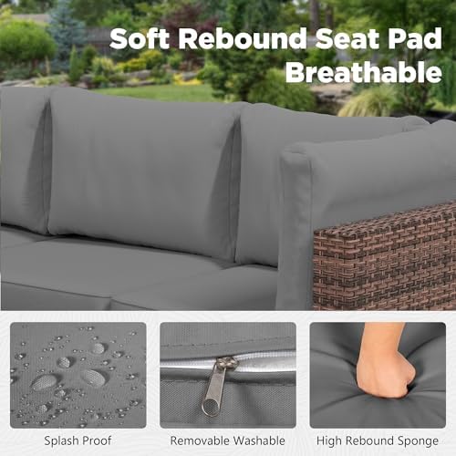 LHBcraft 7 Pieces Outdoor Wicker Rattan Patio Furniture, Outdoor Sectional Set - Image 2