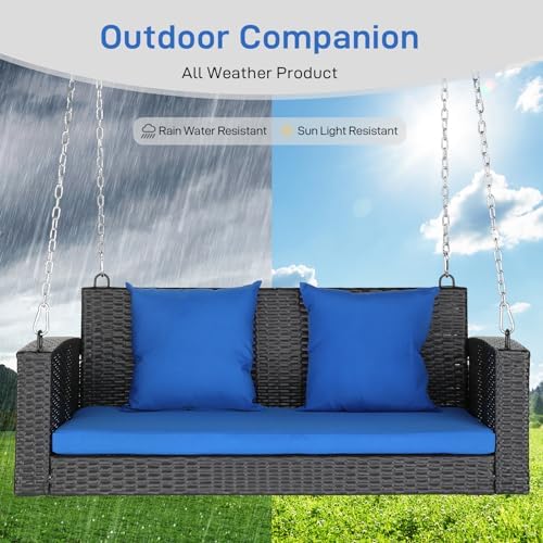 Wicker 2-Person Hanging Porch Swing Outdoor - Image 6