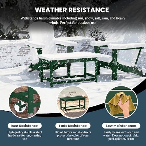 WO HOME FURNITURE HDPE Outdoor Coffee Table, Dark Green - Image 4