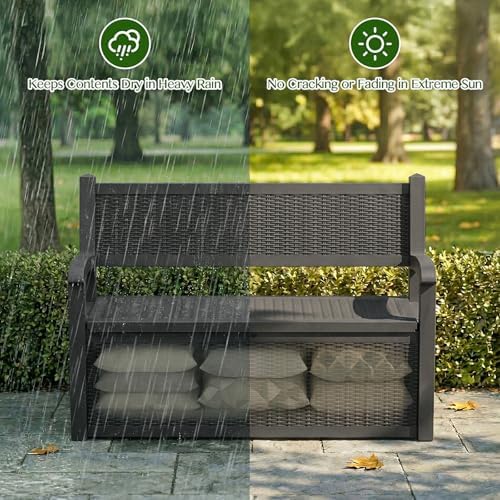 100-Gallon Lockable Outdoor Storage Bench, Waterproof Outdoor Deck Storage Box - Image 5