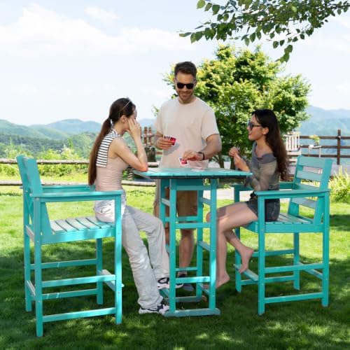 5 Pcs HDPE Bar Height Adirondack Chairs and Table Set - Image 4