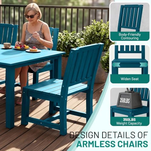 PLUUV 7PC Patio Dining Sets, 6 Armchairs & 1 Table - Image 5