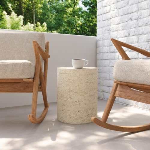 COSIEST Outdoor Side Table, Cylinder Shaped MgO Patio End Table, Lightweight - Image 2