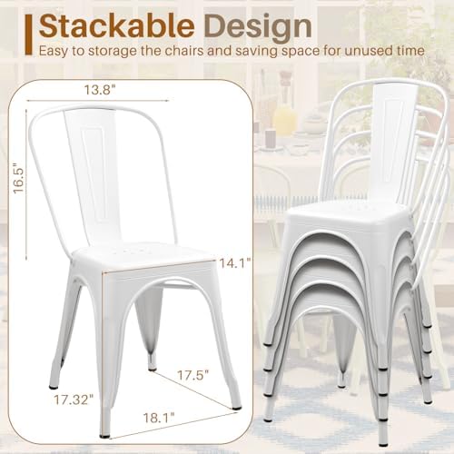 Furmax Metal Dining Chairs Set of 4, - Image 3
